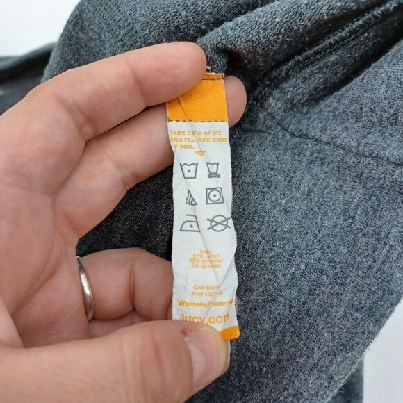 Lucy Dark Gray Crewneck Sweatshirt Heathered Relaxed Fit Boxy Athleisure S - Picture 5 of 8